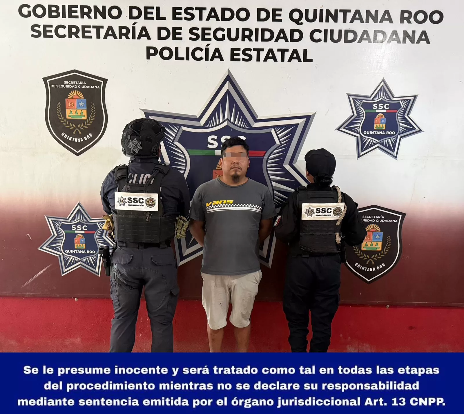 Police vehicle involved in incident with Enrique in Cancún