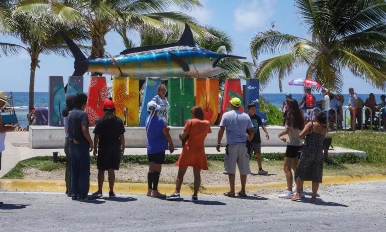 Legal documents and activists protesting Royal Caribbean's Perfect Day project in Mahahual