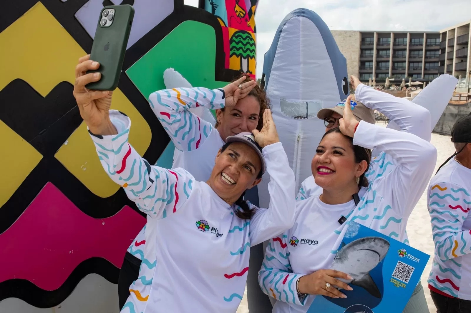 Officials and tourists at the launch event for La Ruta del Mar at Mamitas Beach in Playa del Carmen