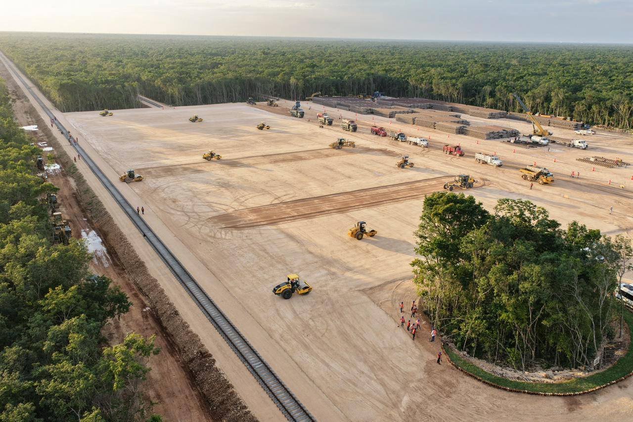 Aerial view of the proposed Maya Train cargo terminal site near Chetumal, Quintana Roo
