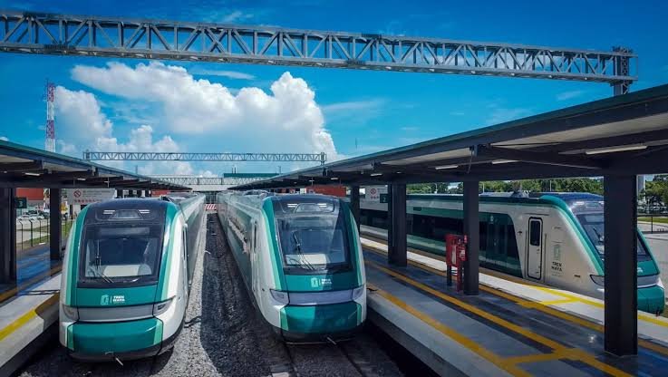 Maya Train at Chetumal station with passengers waiting