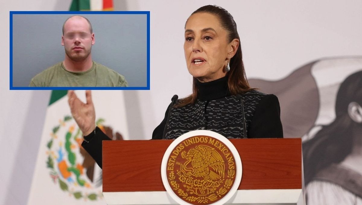 Mexican President Claudia Sheinbaum speaking at a press conference