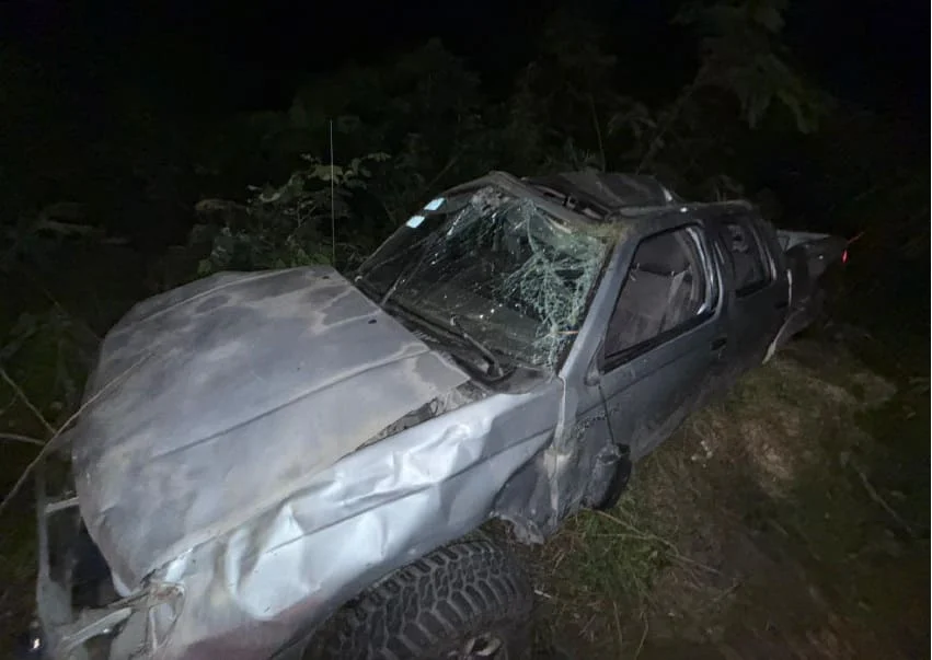 An overturned truck on a Riviera Maya highway after an accident