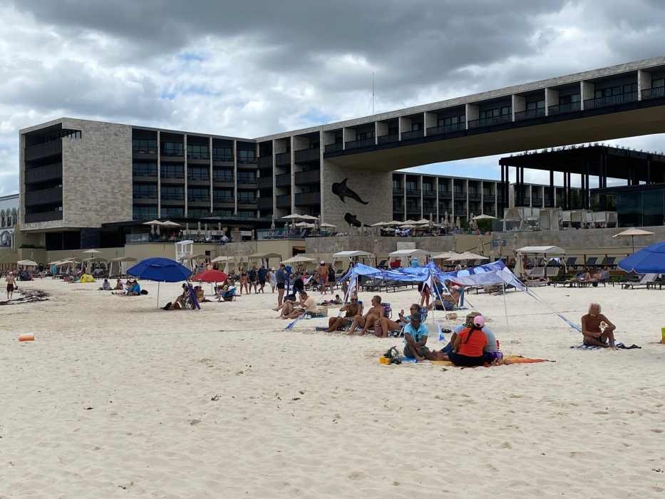 Eroded beach area in Playa del Carmen showing coastal damage