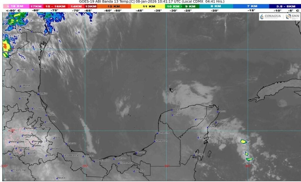 Cloudy sky over Quintana Roo with potential rain showers