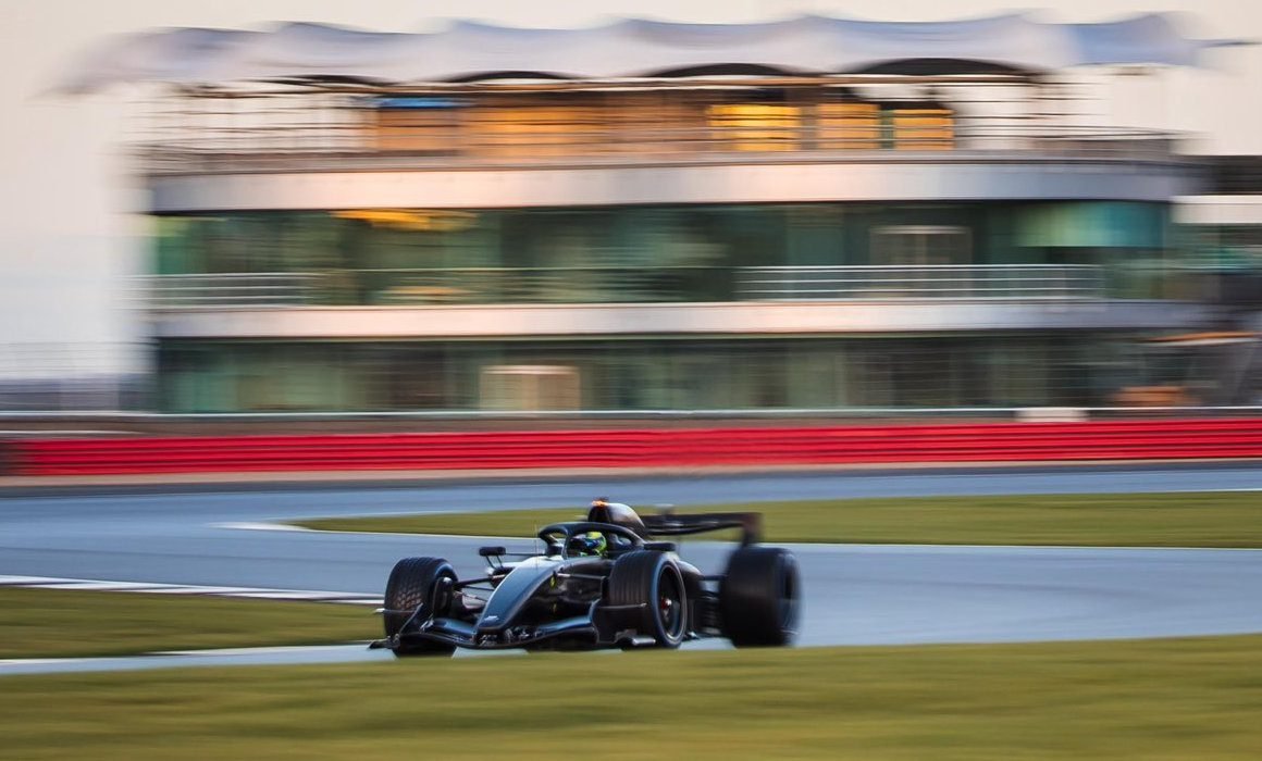 Mexican driver Sergio Pérez with the Cadillac Formula 1 car