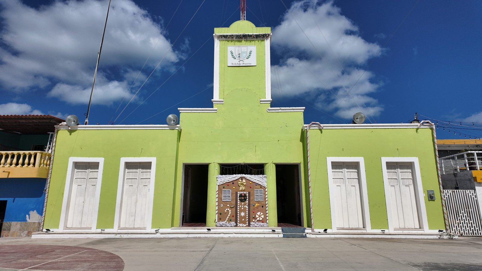 Protesters gathered outside Telchac Puerto Municipal Palace demanding fair property tax rates