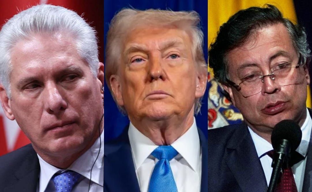 Donald Trump making statements about Venezuela, Colombia, and Cuba