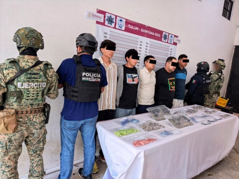 Police operation in Tulum resulting in six arrests for drug trafficking
