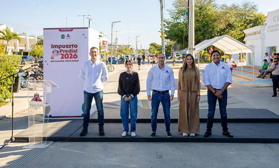 Tulum municipal government officials announcing property tax incentive program
