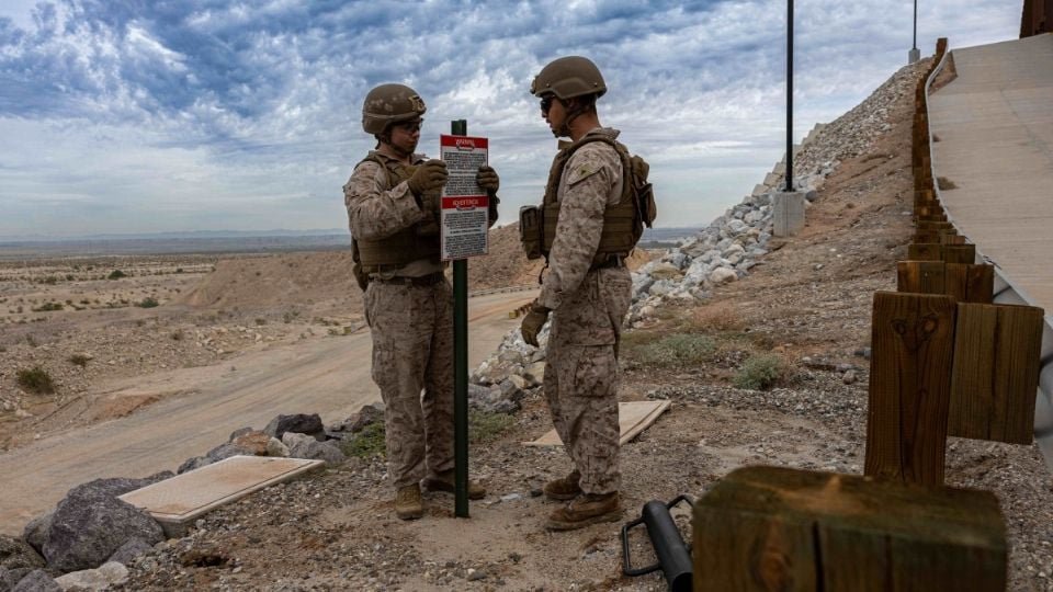 U.S. military personnel conducting operations at a border location