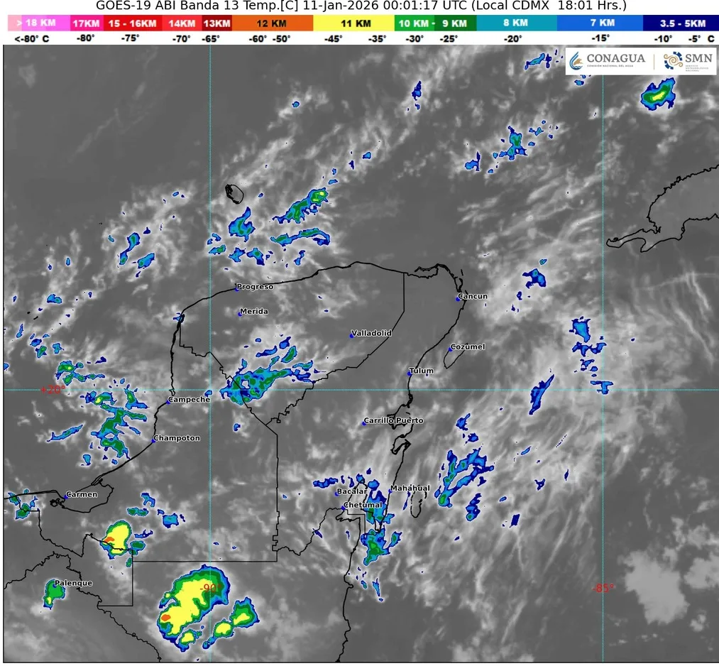 Weather forecast map showing predicted conditions for Quintana Roo, Mexico