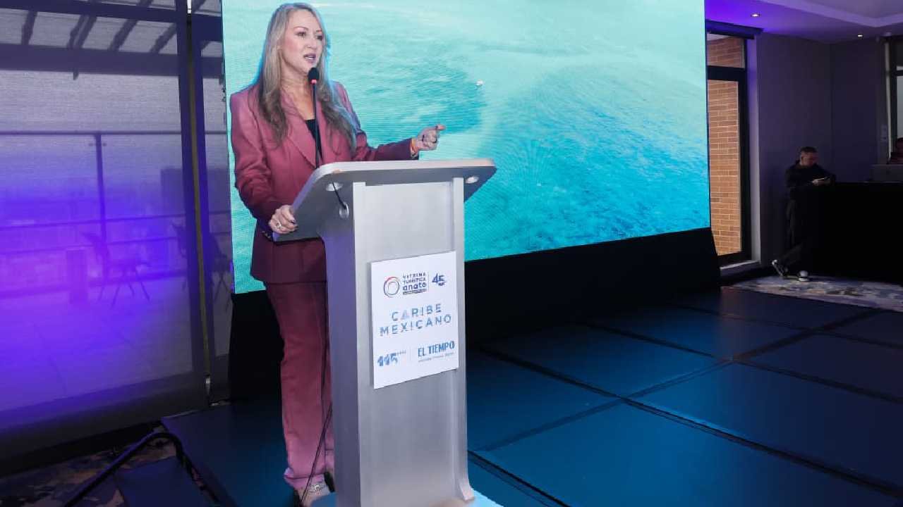 Paula Cortés, executive president of ANATO, speaks about Bacalar and other destinations at the ANATO 2026 tourism fair