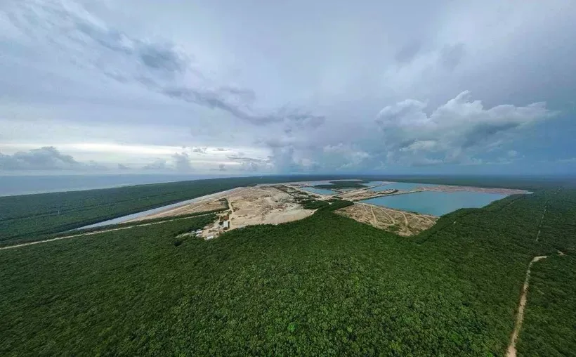 Aerial view of the Calica mining site in Playa del Carmen, Quintana Roo