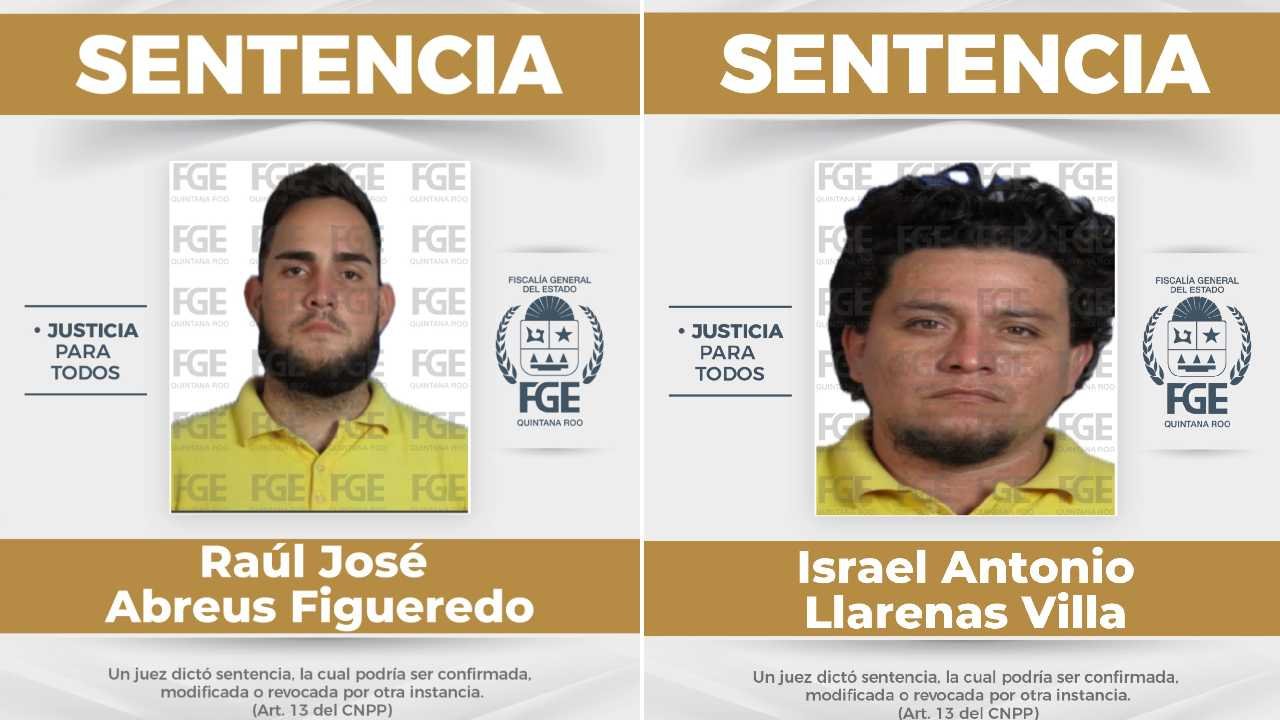 A courtroom scene in Cancún where two men were sentenced for murder