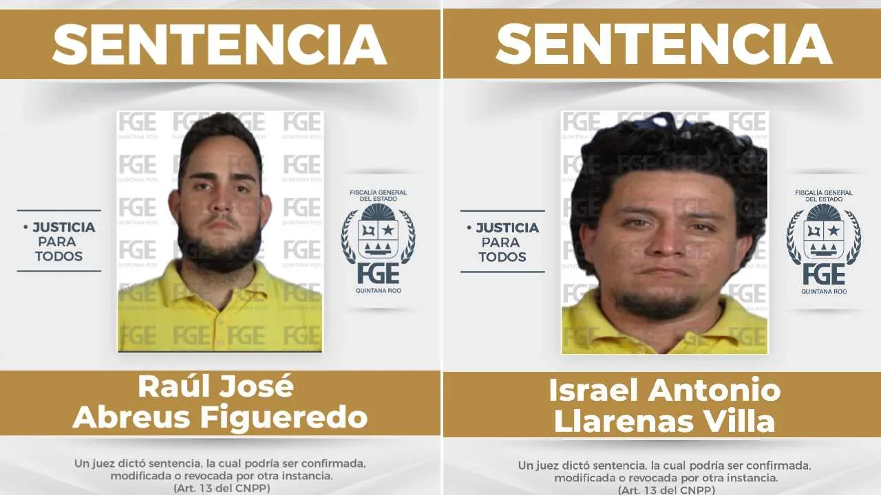 A courtroom scene in Cancún where two men were sentenced for murder