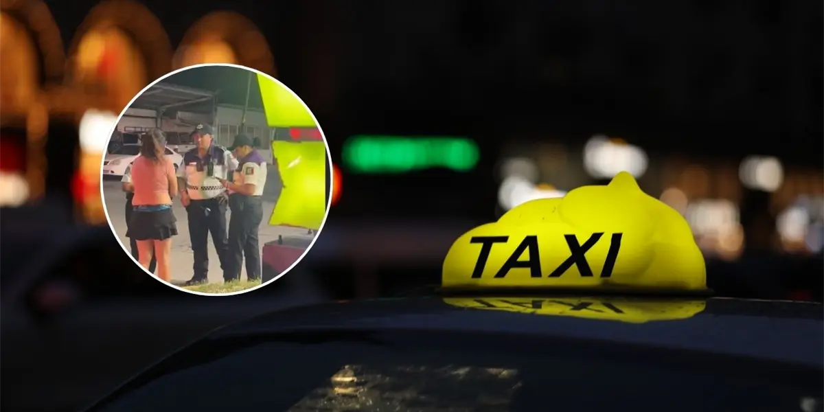 Police and emergency responders at the scene where a woman reported an assault by a taxi driver in Cancún