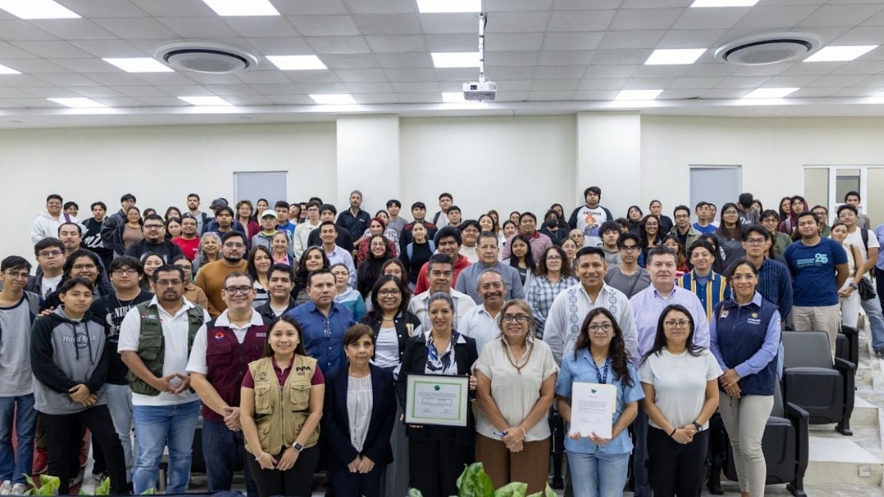 Aerial view of the University of the Caribbean campus in Cancún, where a unique urban bat cave has been discovered