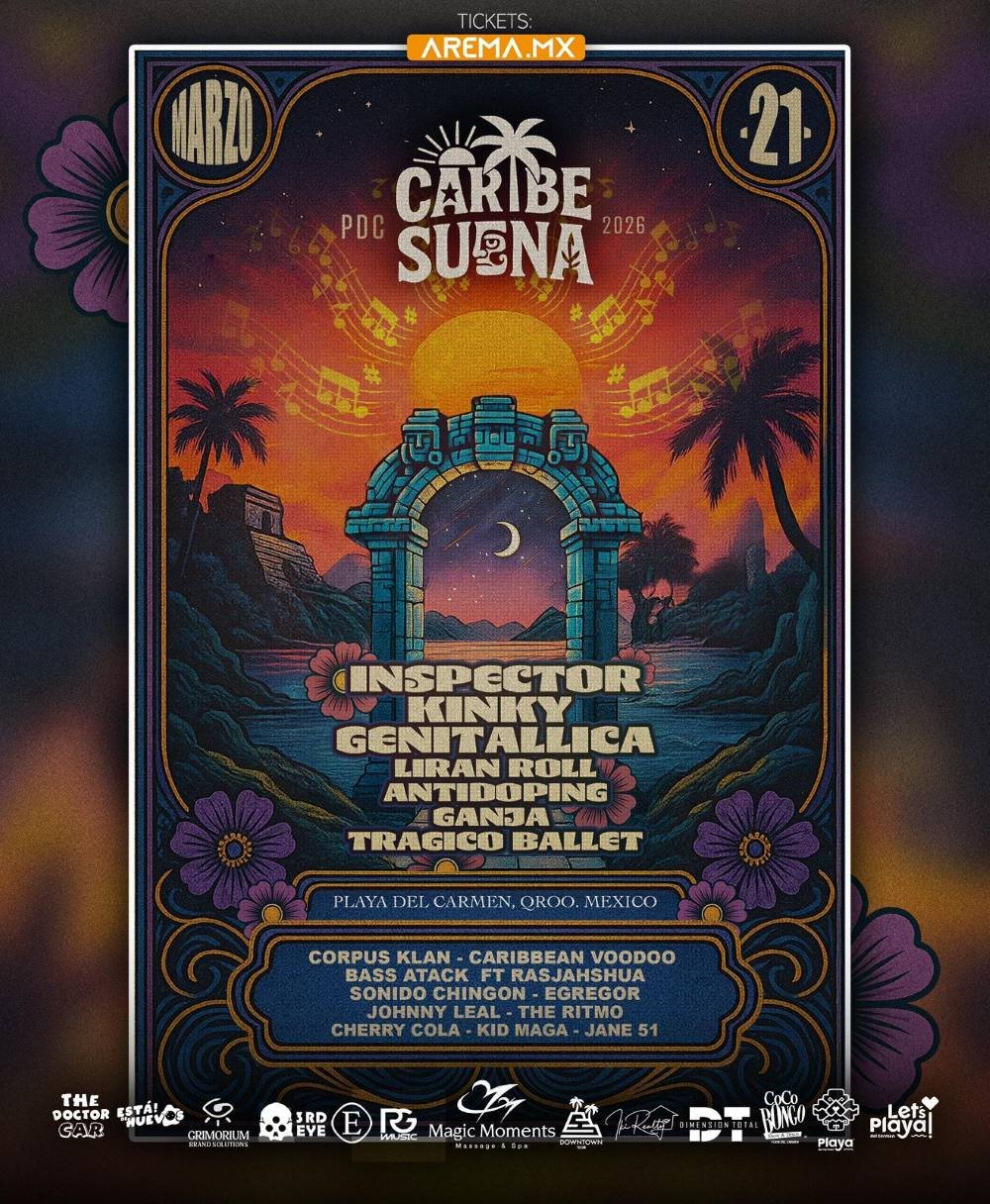 Promotional image for the Caribe Suena Festival 2026 in Playa del Carmen, Quintana Roo