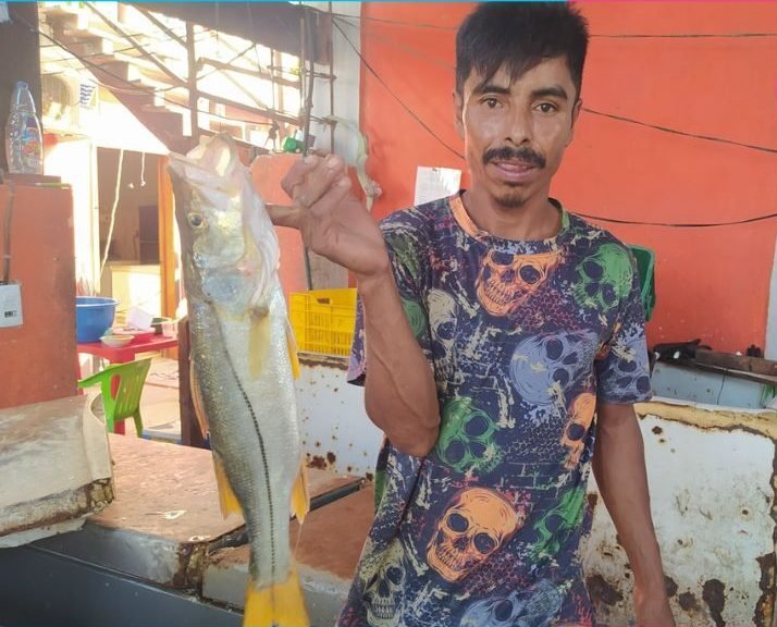 Aerial view of Chiquilá port with boats docked during cold weather conditions