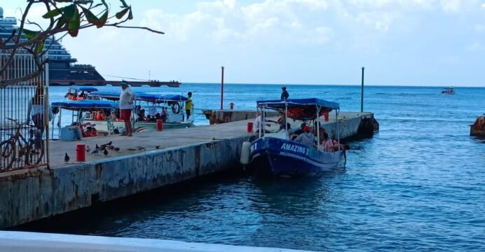 Rough seas and stormy conditions off the coast of Cozumel, Mexico