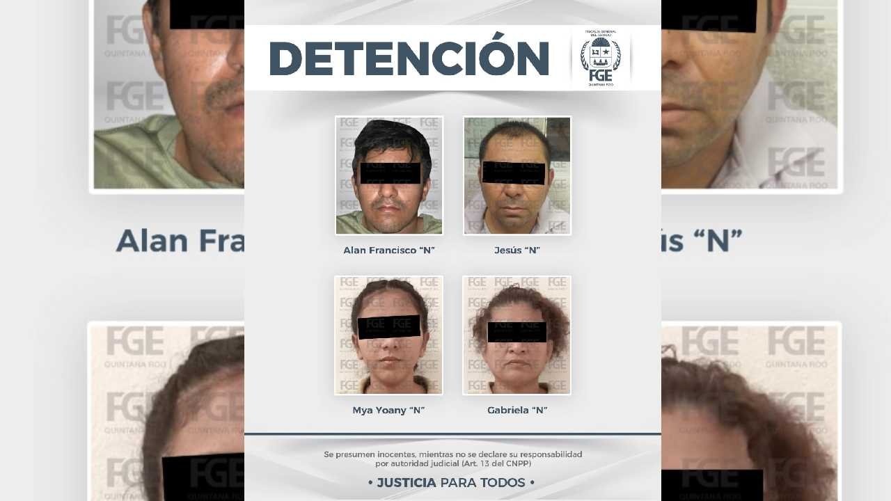 Four individuals detained by authorities in connection with a homicide in Chetumal, Quintana Roo.