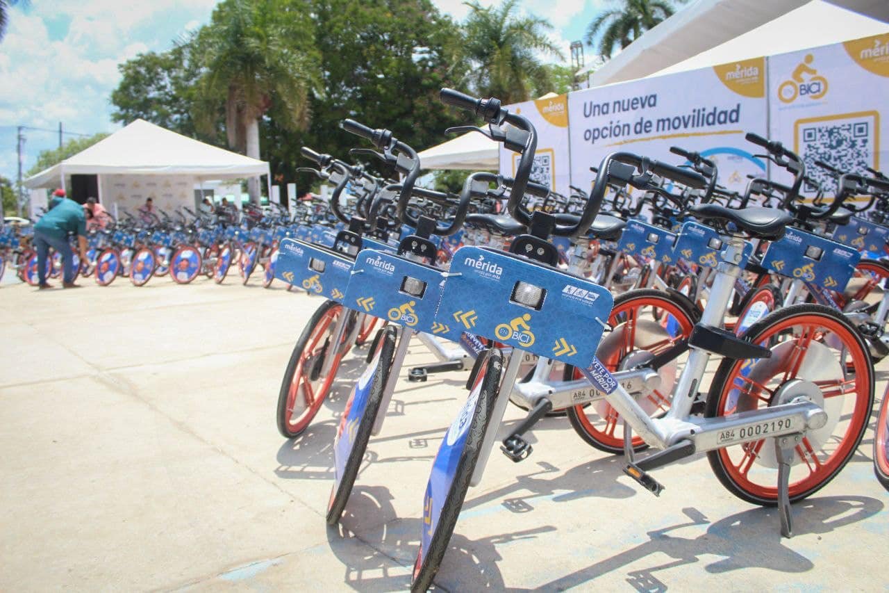 En Bici bike-share station in Mérida with bicycles available for rent