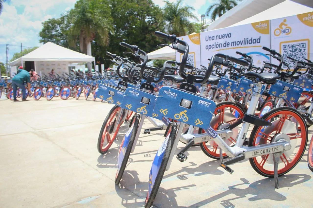 En Bici bike-share station in Mérida with bicycles available for rent
