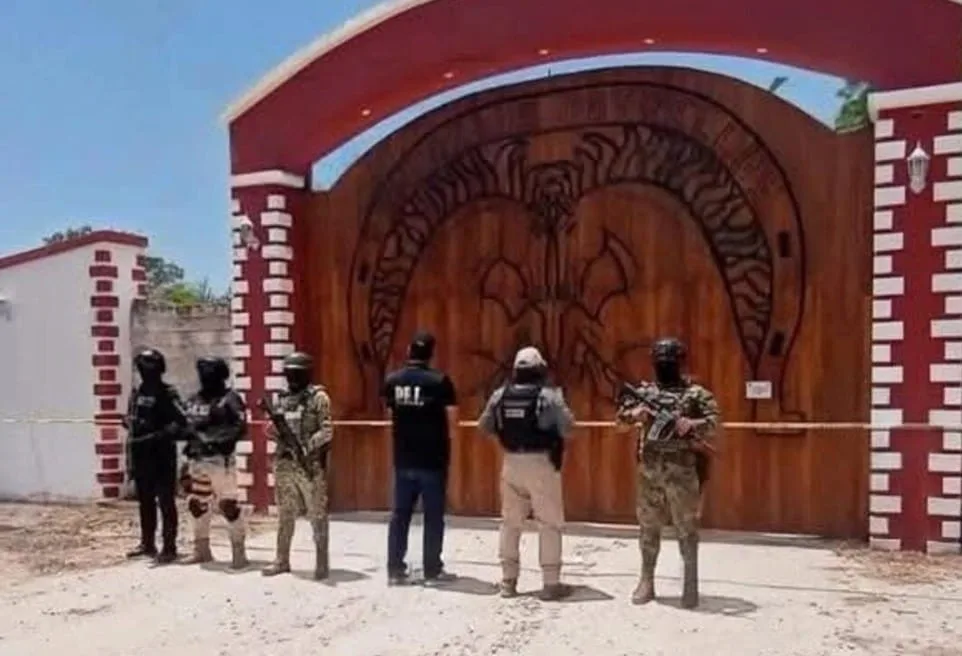 Federal security forces conducting operations at a ranch in Yucatan, Mexico