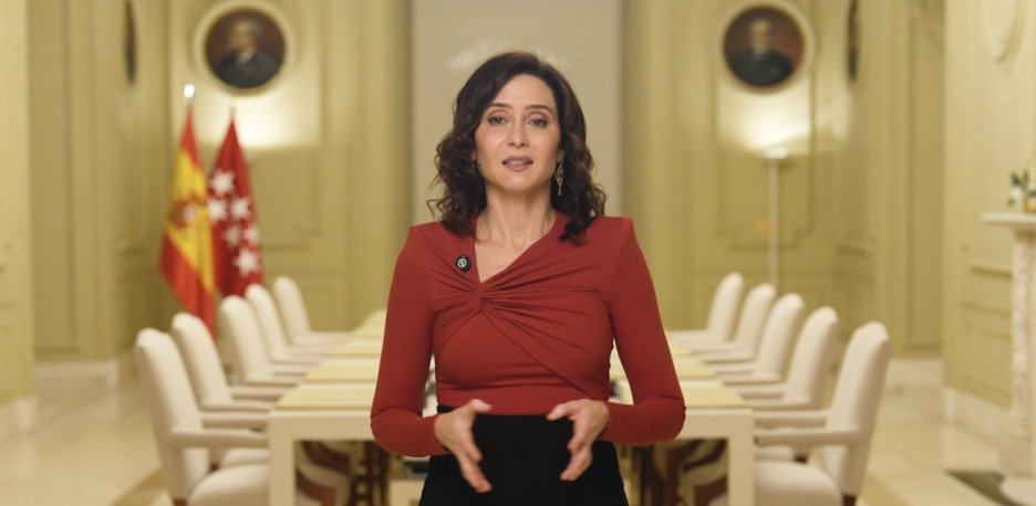 Isabel Díaz Ayuso, president of the Community of Madrid, speaking at the Hispanic Prosperity Gala in Mar-a-Lago