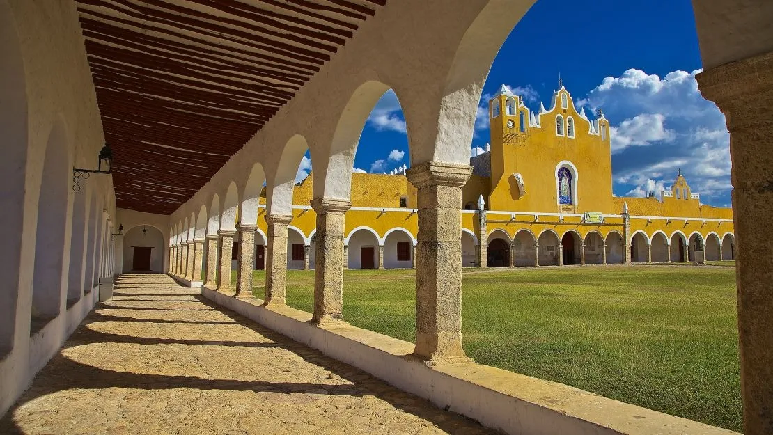 The yellow-painted Convent of San Antonio de Padua in Izamal, Yucatan