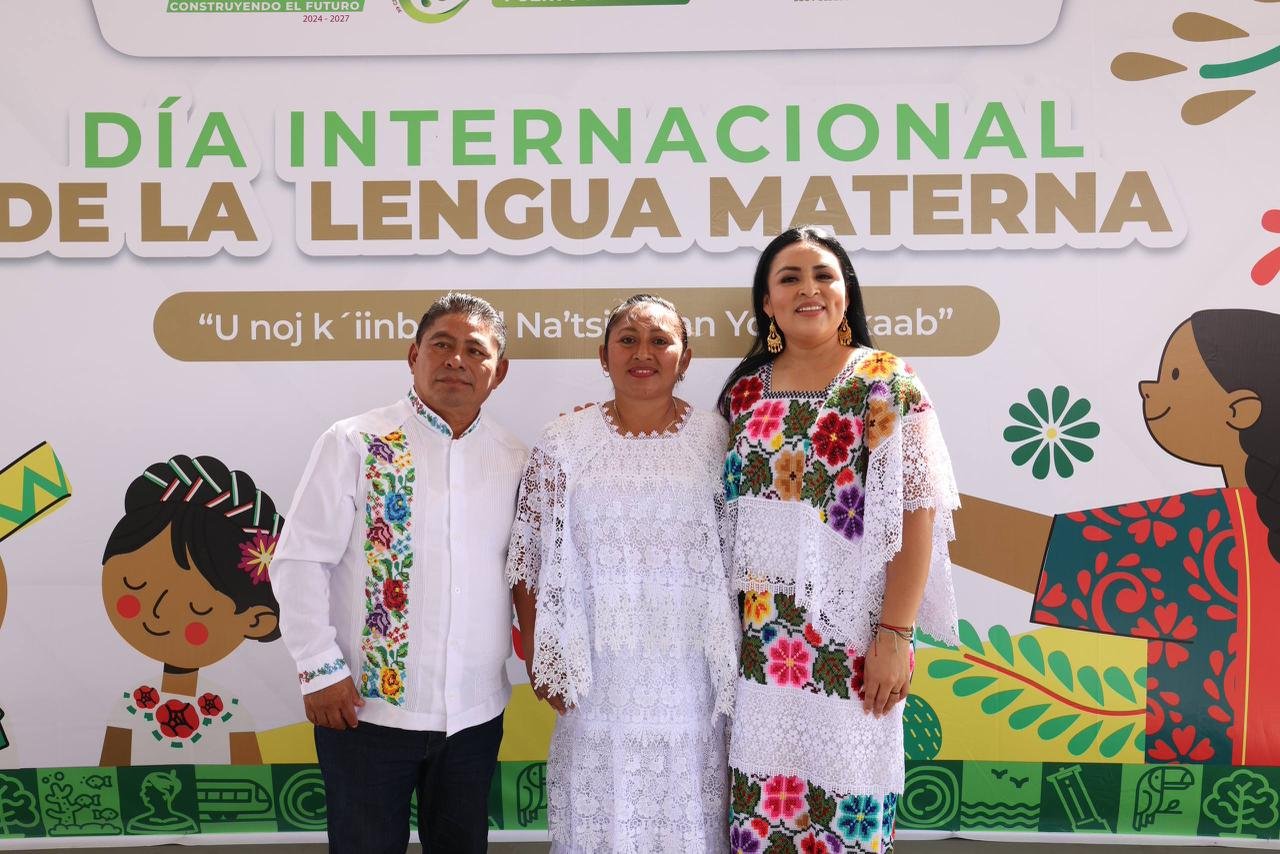 Participants at the Maya language cultural event in Leona Vicario, Quintana Roo