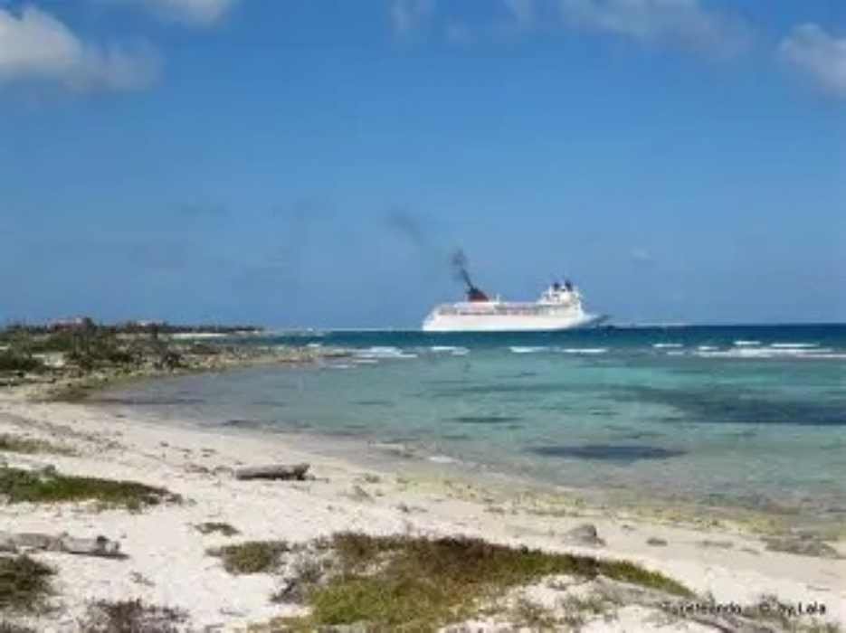 Aerial view of the Costa Maya cruise pier in Mahahual, Quintana Roo