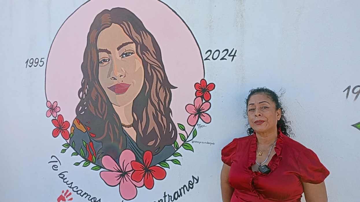 A mural depicting Mariel Garcia, inaugurated by her mother Rosa Lopez in Playa del Carmen, Quintana Roo.
