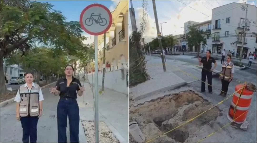Playa del Carmen Mayor Estefanía Mercado inspecting construction work on Avenida 10 Norte