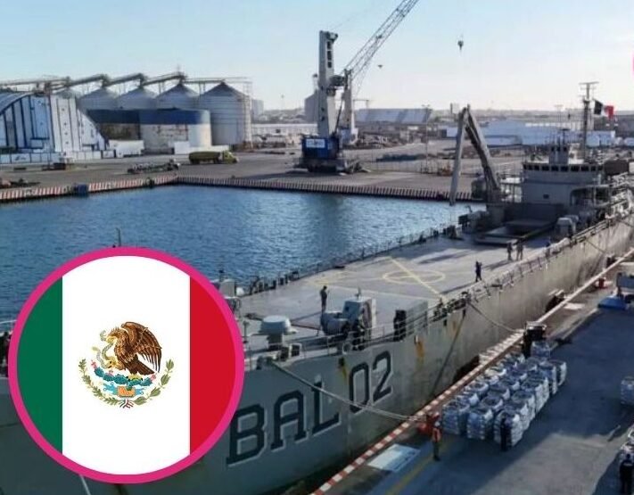 Two Mexican Navy ships docked in Havana harbor delivering humanitarian aid