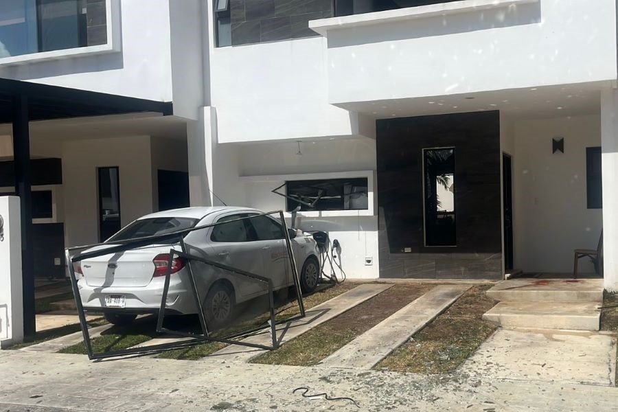 Damage from a gas explosion at a home in Playa del Carmen, Quintana Roo