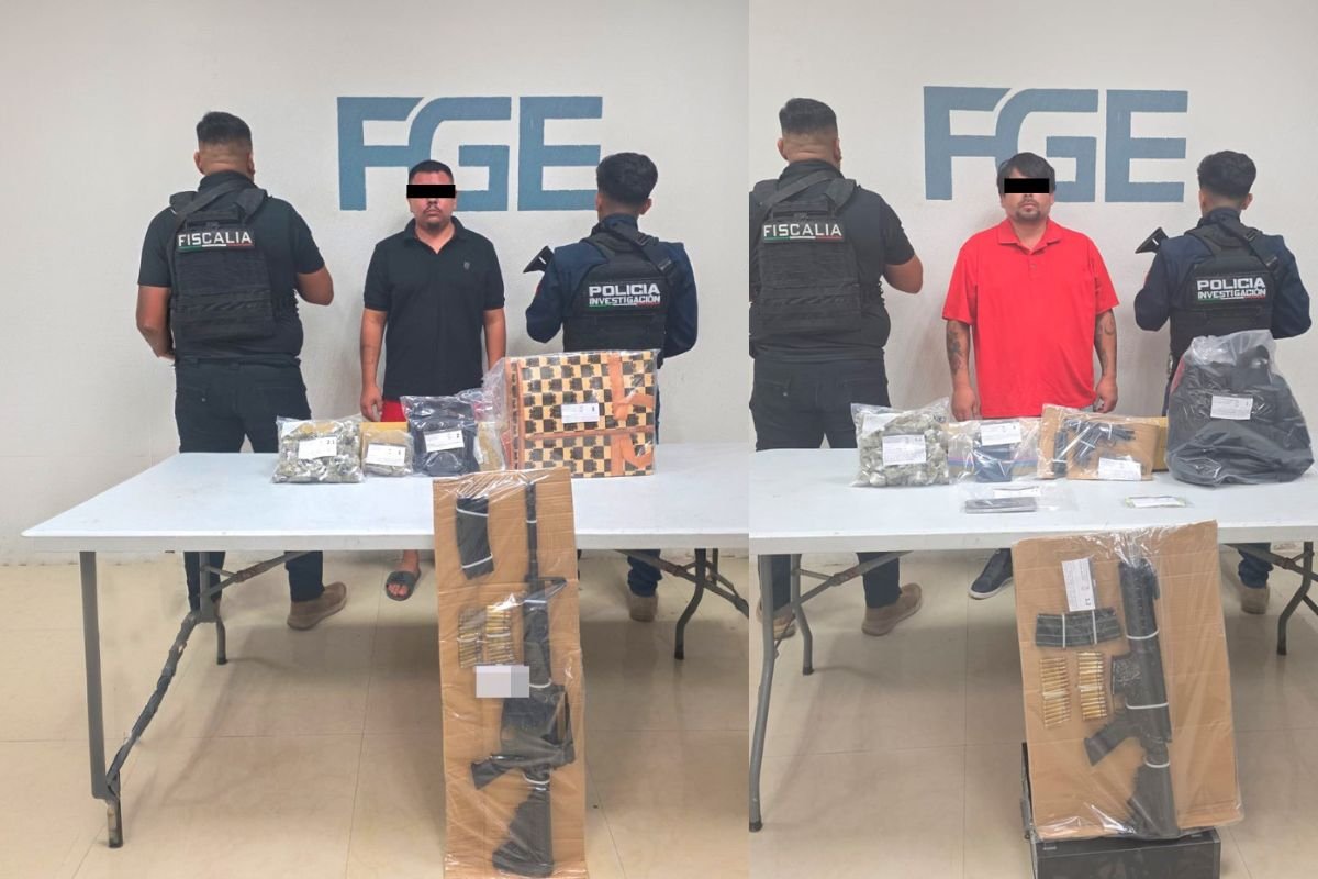 Police officers conducting an operation in Playa del Carmen, Mexico