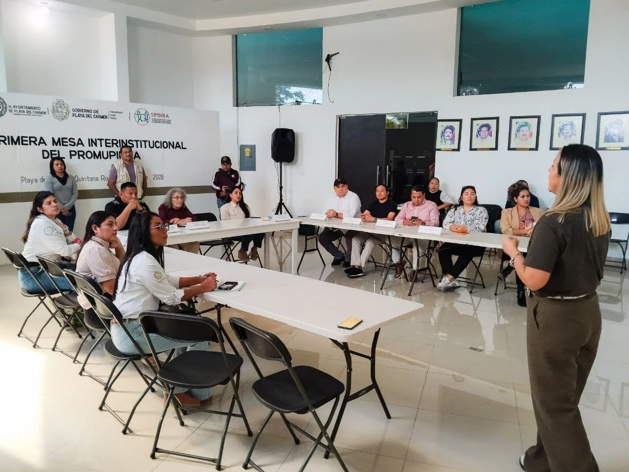 Municipal officials and staff attend a meeting to launch the PROMUPINA child protection program in Playa del Carmen