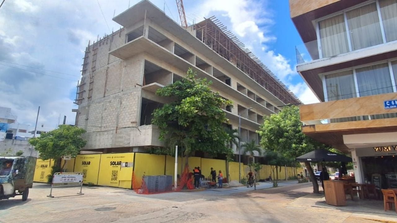 Aerial view of Playa del Carmen showing urban development and construction projects