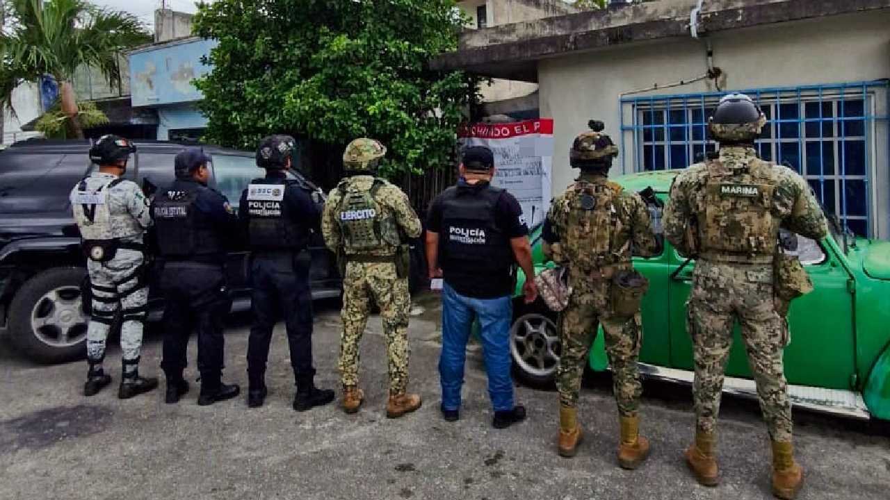 Law enforcement personnel conducting operations in Quintana Roo
