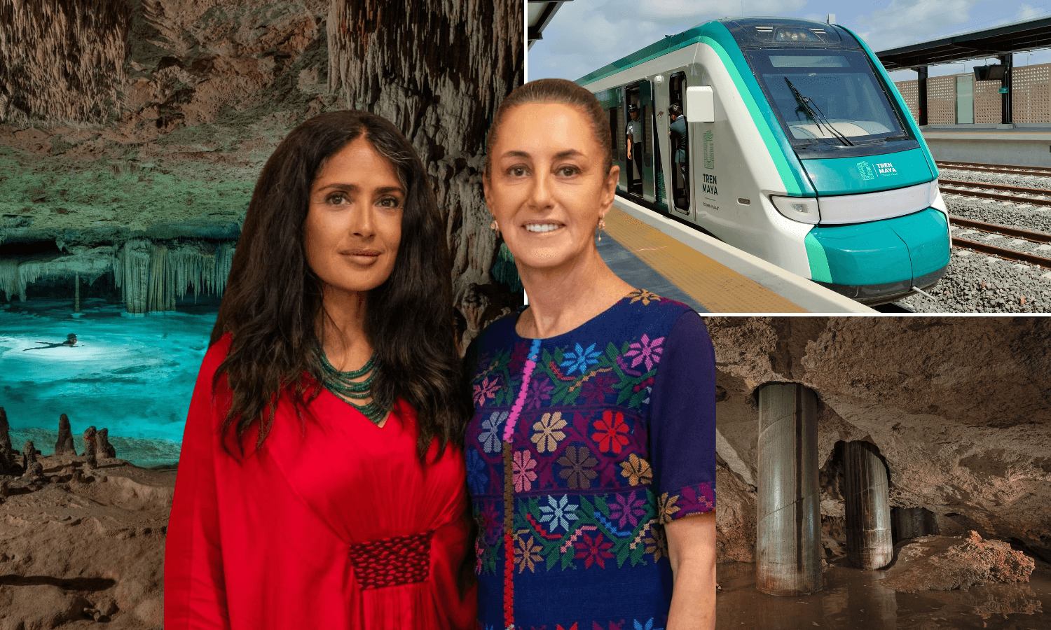 Environmental activist Guillermo D'Christy invites actress Salma Hayek to see damage from the Maya Train project in the Yucatan Peninsula.