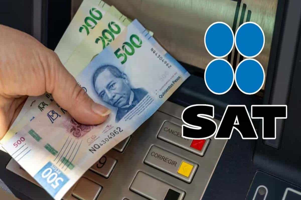 Illustration representing the SAT tax authority monitoring bank transactions and financial data