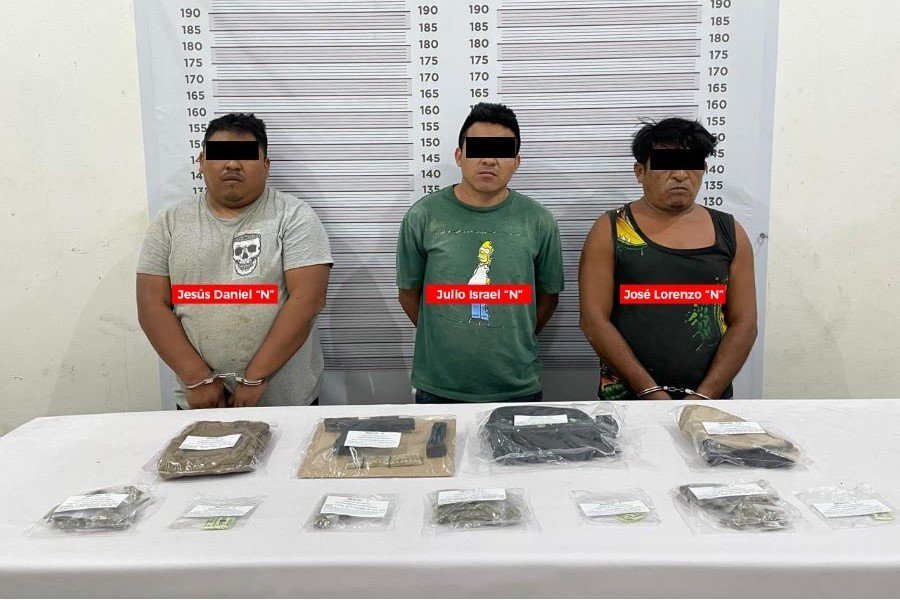 Police officers conducting an operation in Tulum, Quintana Roo