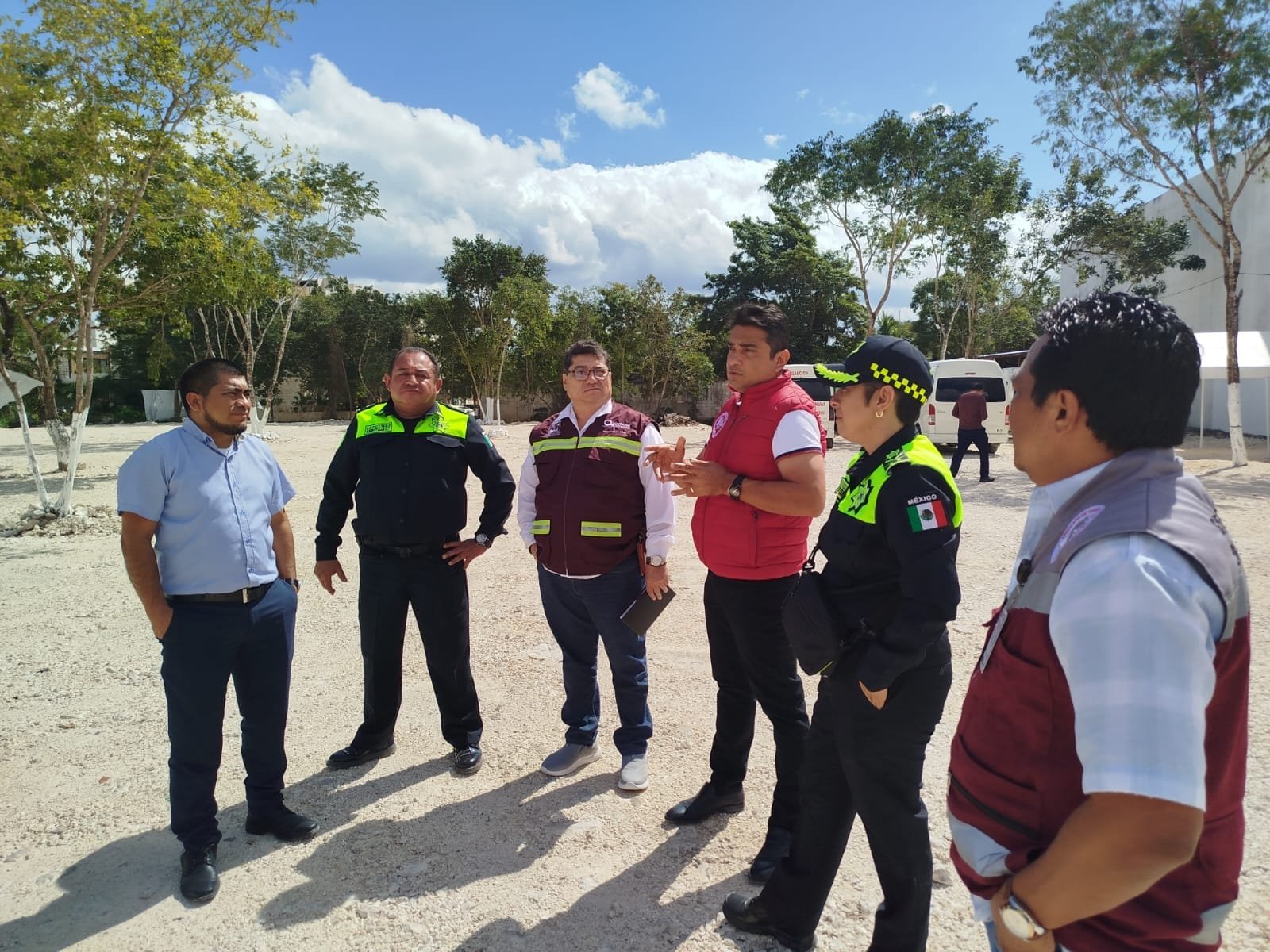 Officials from IMOVEQROO and Tulum municipal government touring transport facilities