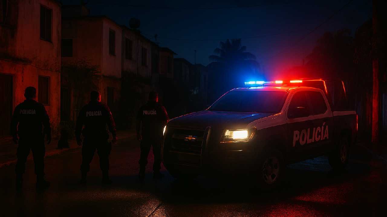 Emergency vehicles and police at the scene of a shooting in Villas Otoch neighborhood in Cancún