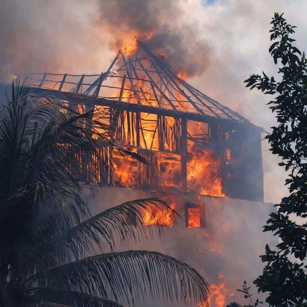 Emergency personnel respond to a fire at a hotel in Bacalar, Quintana Roo