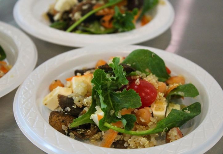 A food donation operation in Cancún, showing packaged goods for distribution