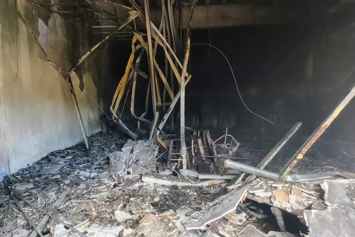 Firefighters respond to a blaze at an abandoned former Playboy casino on Kukulcán Boulevard in Cancún's Hotel Zone