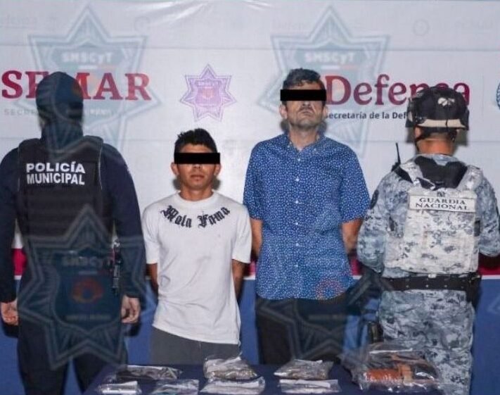 Police officers conducting a drug seizure operation in Cancun, Mexico